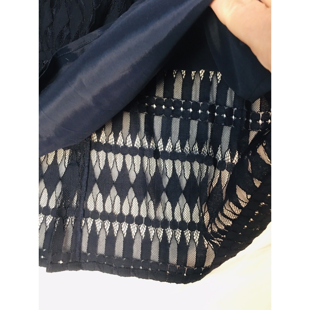 TRINA TURK Wynton Dress Sz 6 Long‎ Sleeve Lace Navy Cocktail Party Dress Wedding - Picture 2 of 12
